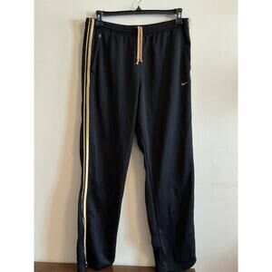 Nike Track Pants Mens L Black yellow Stripe Zip Leg Elastic Waist